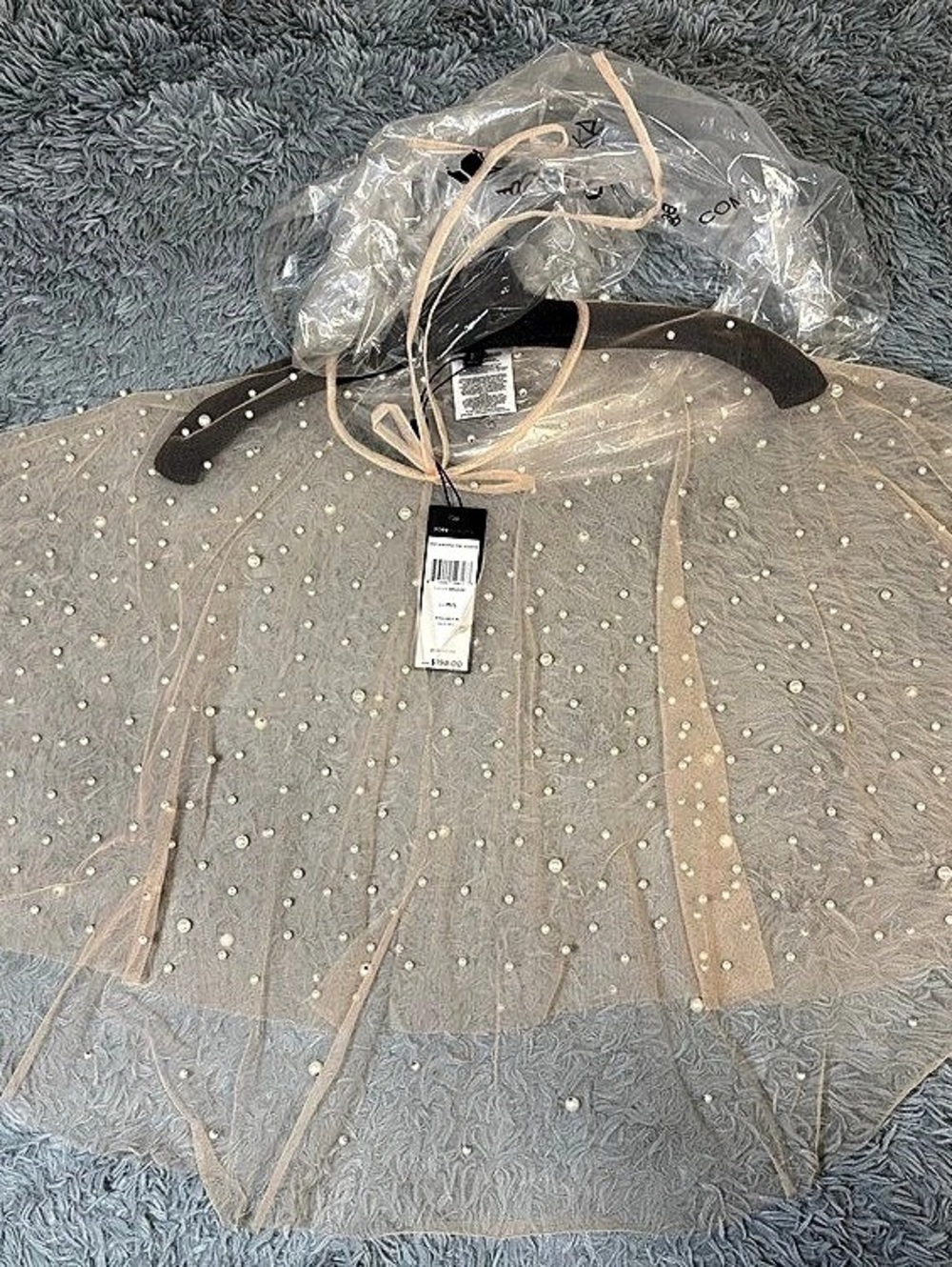 NWT BCBGMAXAZRIA Faux- Pearl Trimmed Capelet Size M/L